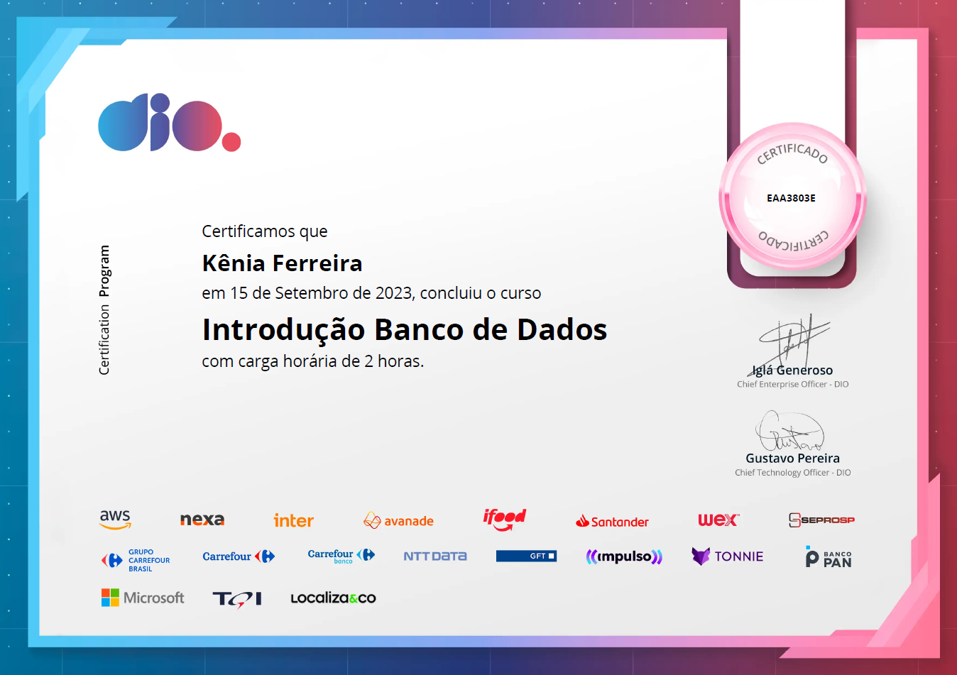 Curso de Banco de Dados da Dio